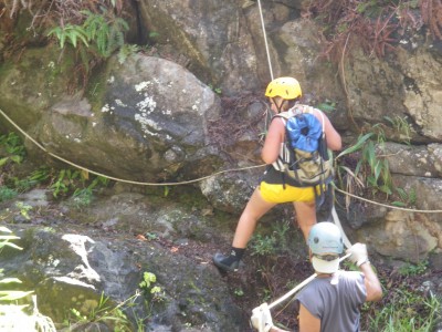 GEtting ready to Rappel Down a Waterfall on Maui!